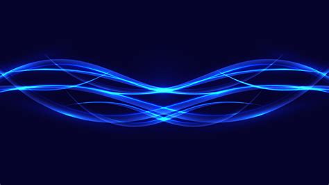 Abstract Blue Neon Shiny Glowing Wave Moving Lines With Lighting Effect