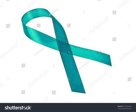 Teal Ribbon On White Background Stock Photo (Edit Now) 376425403