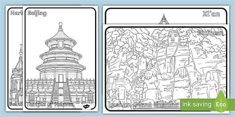 China Landmarks Colouring Pages Lehrer Gemacht Twinkl