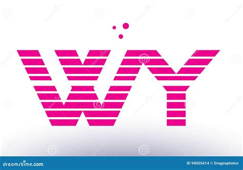 Wy W Y Pink Purple Line Stripe Alphabet Letter Logo Vector Template