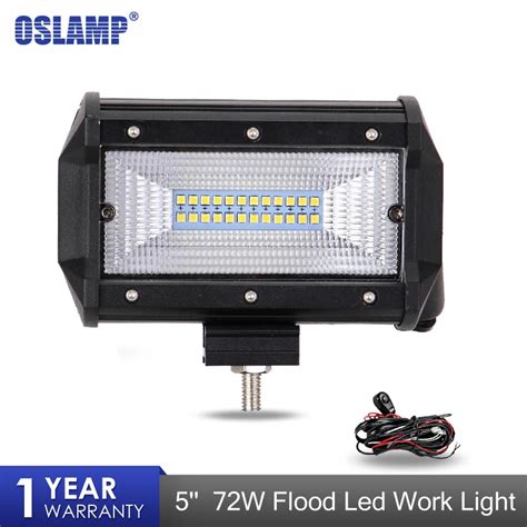 Oslamp W Led Work Light Flood Beam Light Bar Offroad Wd X Led