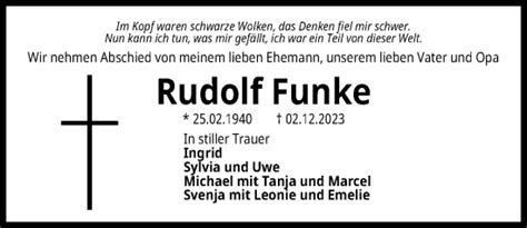 Traueranzeigen Von Rudolf Funke Trauer Anzeigen De