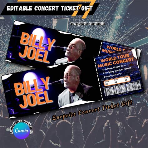 Printable Billy Joel Ticket 2024 World Tour Fake Concert Tickets