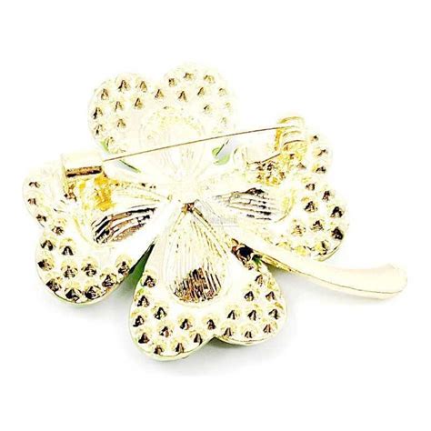 Broche Fantaisie doré Trèfle à 4 Feuilles en Strass à Obernai