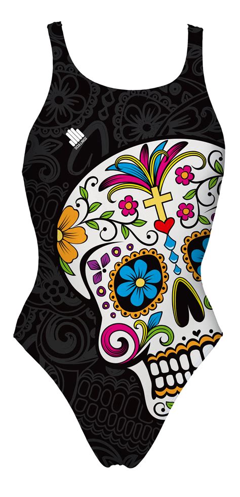 Womens Black Skull Swimsuit Scullingsscullings