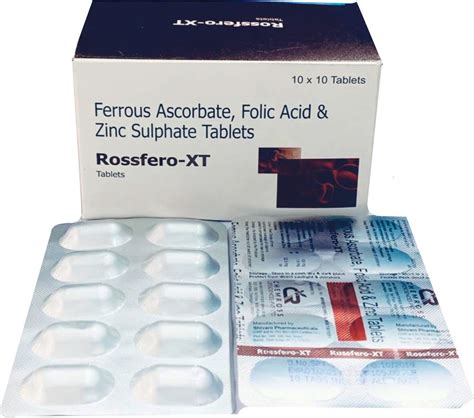 Rossfero Xt Ferrous Ascorbate 100 Mg Folic Acid 1 5mg Zinc Sulphate