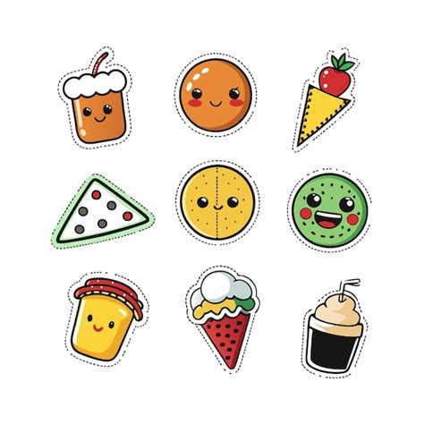 Premium Vector | Collection of cute food stickers