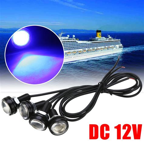 Lampe Led Bleue Étanche Pour Bateau 4 Pièces 12v 3w Signal De