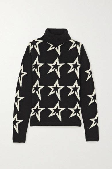 Perfect Moment Star Dust Intarsia Merino Wool Turtleneck Sweater Wool