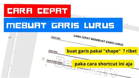 Cara Cepat Membuat Garis Lurus Di Microsoft Word Shortcut Garis Lurus Word Youtube