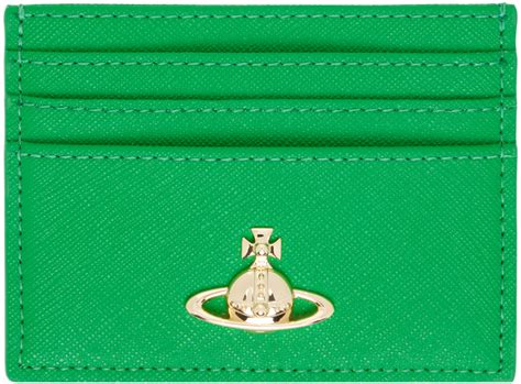 Green Saffiano Flat Card Holder By Vivienne Westwood On Sale