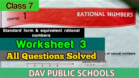 Dav Class 7 Maths Chapter 1 Worksheet 3 All Questions Youtube