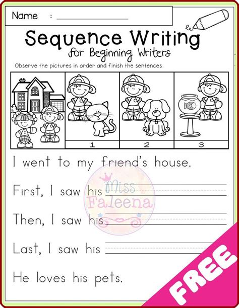 Free Sequence Writing for Beginning Writers | Sequence writing ...