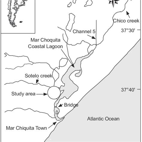 Sampling site (circle) at Mar Chiquita coastal lagoon, Mar Chiquita... | Download Scientific Diagram