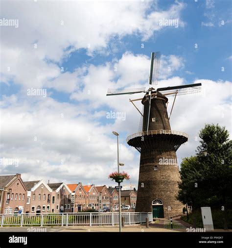 De Noord, a windmill in Schiedam, the Netherlands. Schiedam has the ...