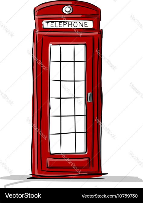 London Phone Box Sketch For Your Design Royalty Free Vector