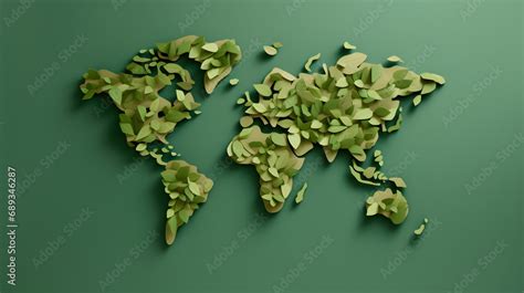 International Earth Day D Illustration Banner Of Green Paper Cut World