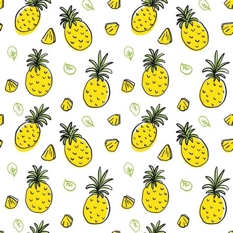 Premium Vector Hand Drawn Pineapple Seamless Pattern