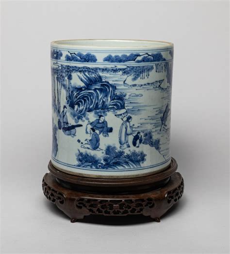 At Auction Large Chinese Porcelain Brush Pot