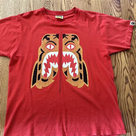 Bape Red Tiger Tee Size Medium 7.5/10... - Depop