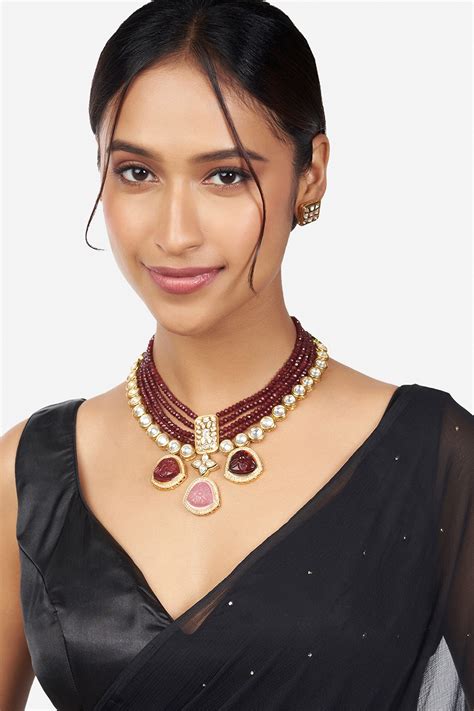 Buy Joules By Radhika Multi Layered Beaded Necklace Jewellery Set