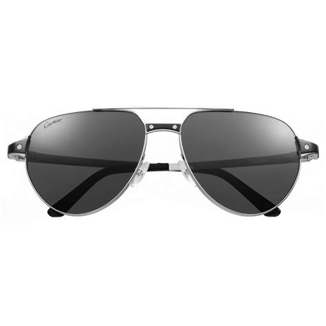 Cartier Pilot Platinum Black Grey Lenses Santos De Cartier Collection Sunglasses Avvenice