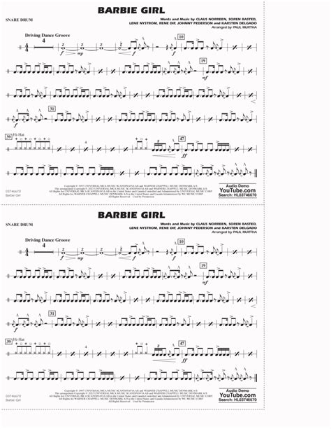 Barbie Girl Arr Paul Murtha Snare Drum By Aqua Marching Band