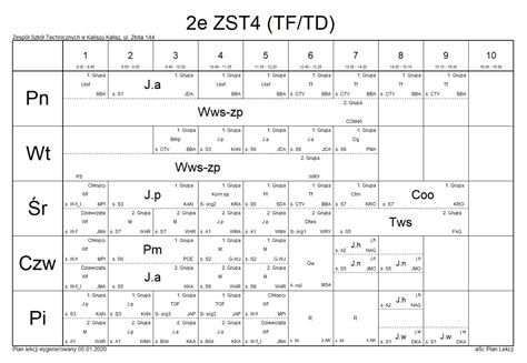 Plan Lekcji Po Zmianach Technikum Im św Józefa