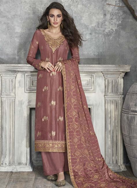 Buy Embroidered Work Palazzo Style Pakistani Salwar Kameez Online