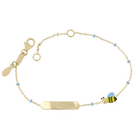 Bracciale Battesimale Da Bambina Con Targhetta Personalizzabile E Ape