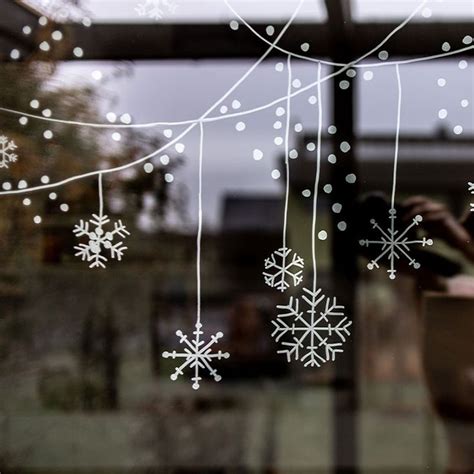 Fensterbild Kreidemarker Vorlage Schneeflocken Christmas Window