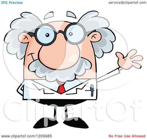 Cartoon Of A Happy Scientist Waving Royalty Free Vector Clipart By