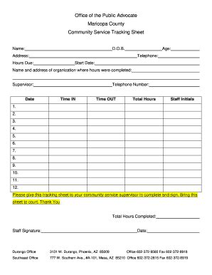 Community Service Sheet Filled Out Fill And Sign Printable