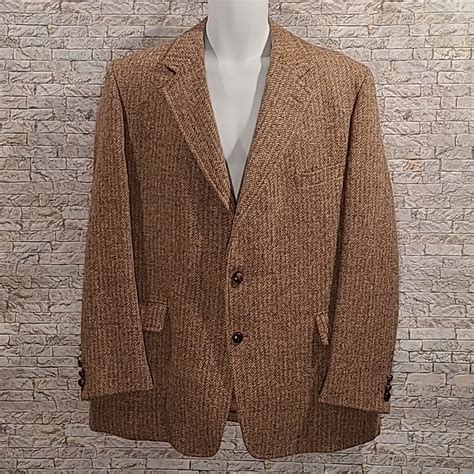 Harris Tweed Scottish Wool Herringbone Blazer Jacket Gem