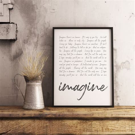 Lyrics Imagine There's No Heaven - Imagine Lyrics Print, John Lennon Song Lyrics, Imagine There's No ...