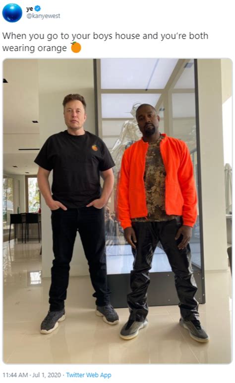 Both Wearing Orange | Kanye West And Elon Musk Standing | Know Your Meme