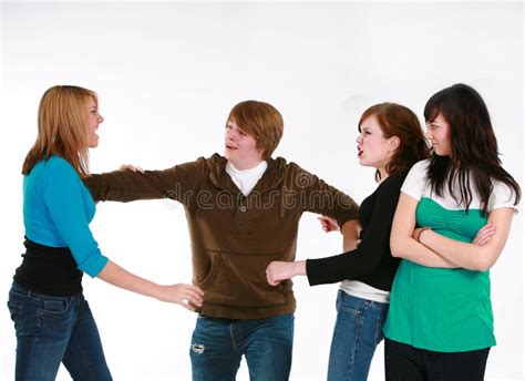 Teen Girls Arguing Over Boy Stock Photo - Image: 7550116