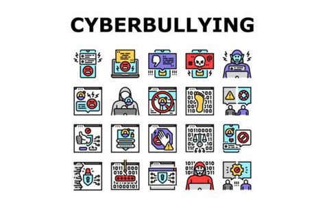 Cyberbullying Cyber Online Icons Set Vec Graphic By Stockvectorwin