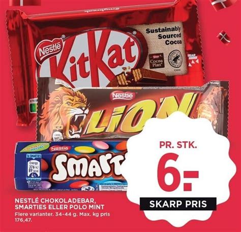 Nestlé chokoladebar smarties eller polo mint tilbud hos MENY