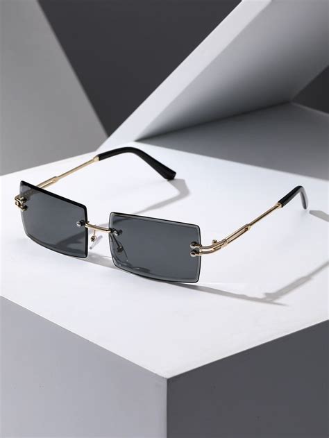 Men Rectangle Lens Rimless Fashion Glasses Glasses Fashion Mens