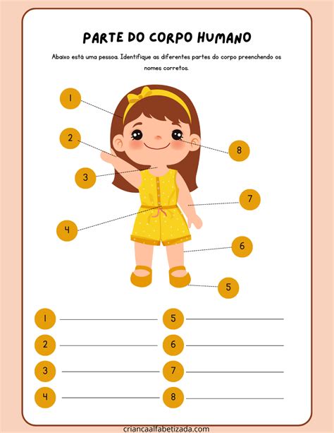 Atividades De Localizar Nomear Partes Do Corpo Humano