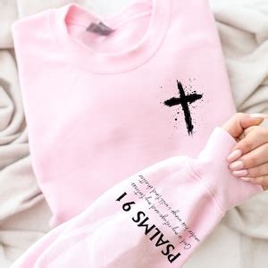 Psalms 91 Sleeve Print Sweatshirt Women S Christian Sweatshirt