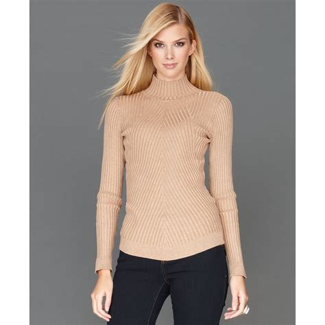 Inc International Concepts Long Sleeve Mock Turtleneck Ribbed Knit In Beige Heather Bisque Lyst