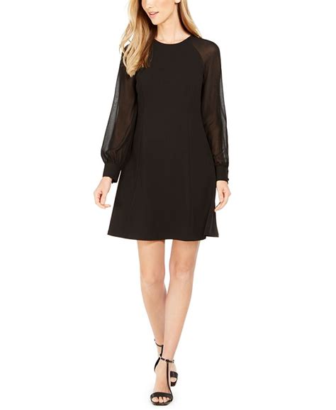 Calvin Klein Illusion Sleeve A Line Dress Macys