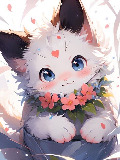 Premium Photo Cute Cat Anime Art Styles