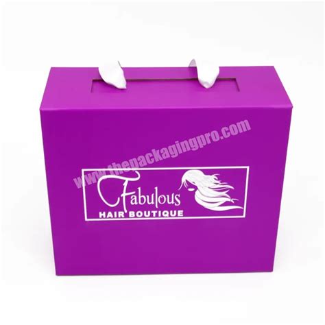 Custom Luxury Hardbox Cardboard Magnetic Lid Purple Paper T Box With Handle Foldable Rigid