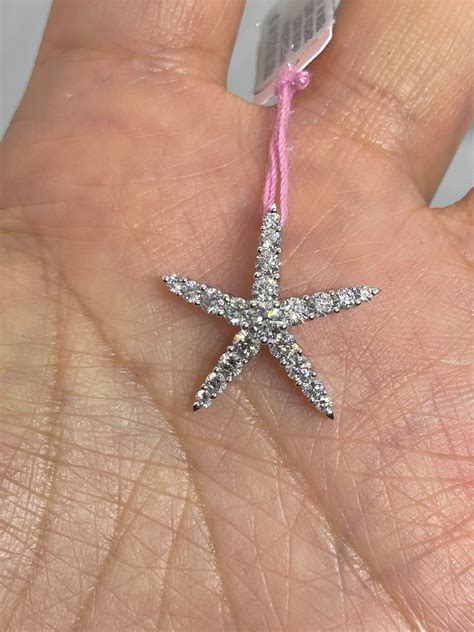 Diamond Starfish Pendant K White Gold Diamond Starfish Etsy