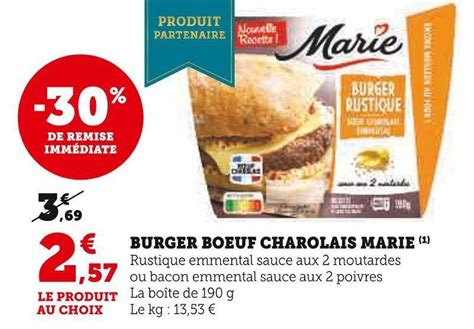 Promo Marie Burger Boeuf Charolais Chez U Express