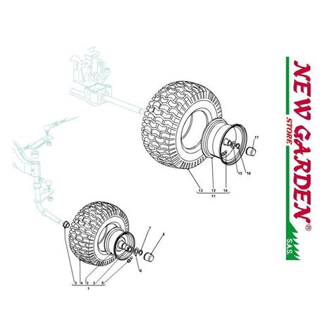 Vue éclatée roues 102cm XT175HDE tracteur de pelouse CASTELGARDEN p