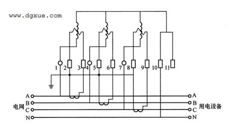 三相四线制有功电表经三个电流互感器测量三相电能接线图电工学网